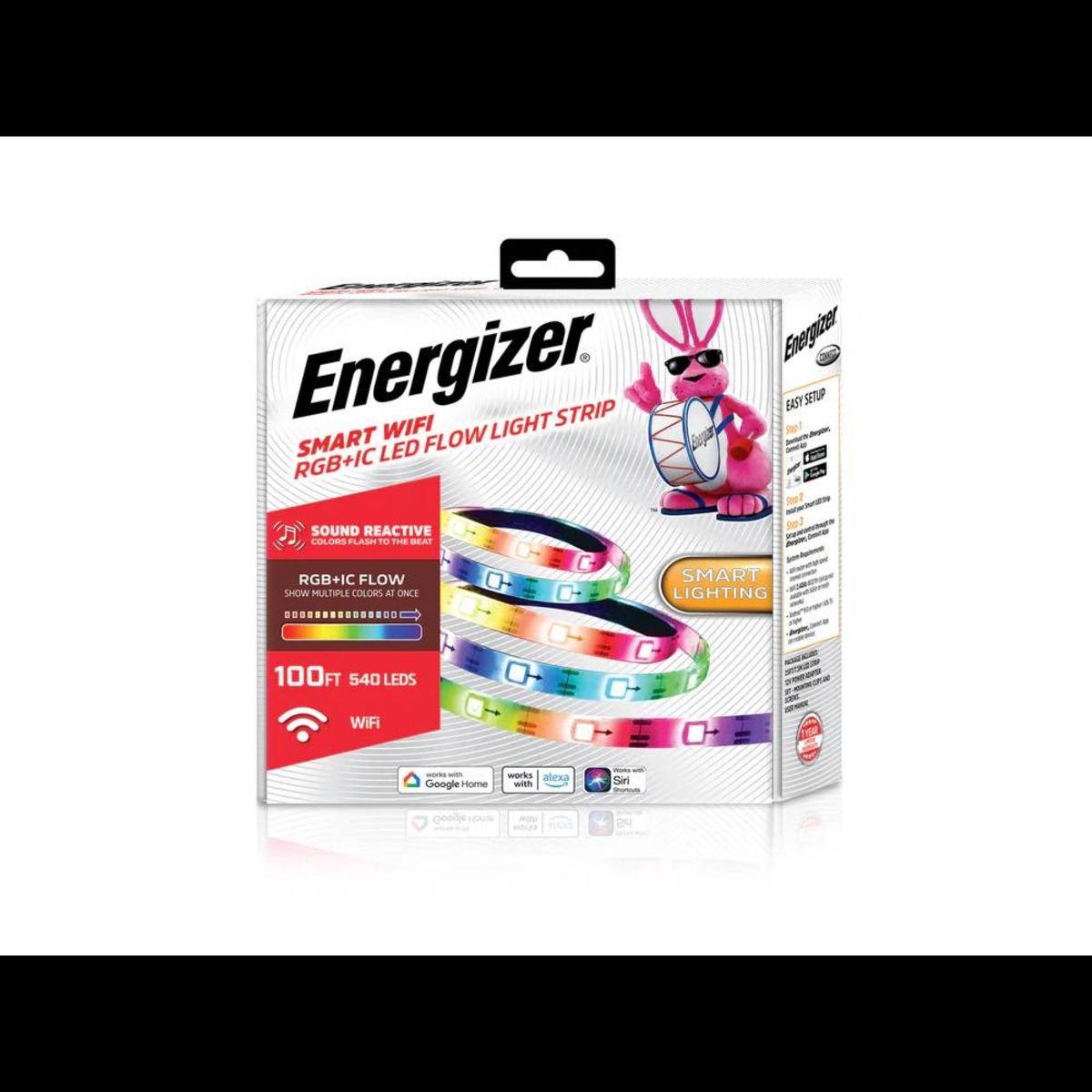 Energizer Smart Wi-Fi Sound-Reactive 100 ft LED Flow Light Strip