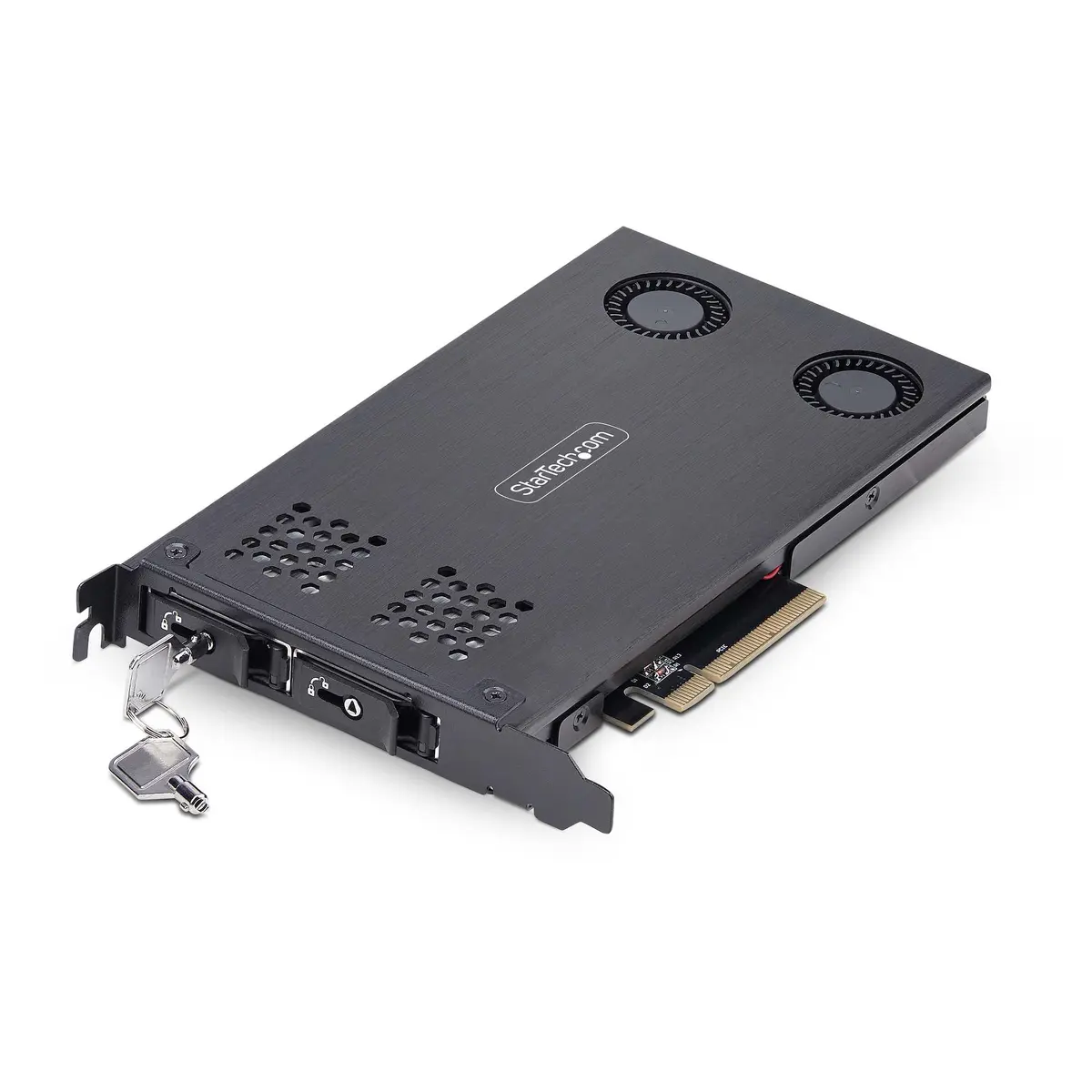 StarTech.com Dual-Bay M.2 NVMe SSD To PCIe X8 Removable Mobile Rack; Bifurcation Req – 2M2-REMOVABLE-PCIE