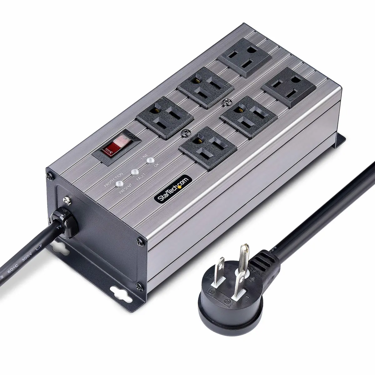 StarTech.com 6-Outlet Industrial Power Strip 125V/15A, EMI/RFI Isolation, Surge Prot – 6N515S8-POWER-STRIP