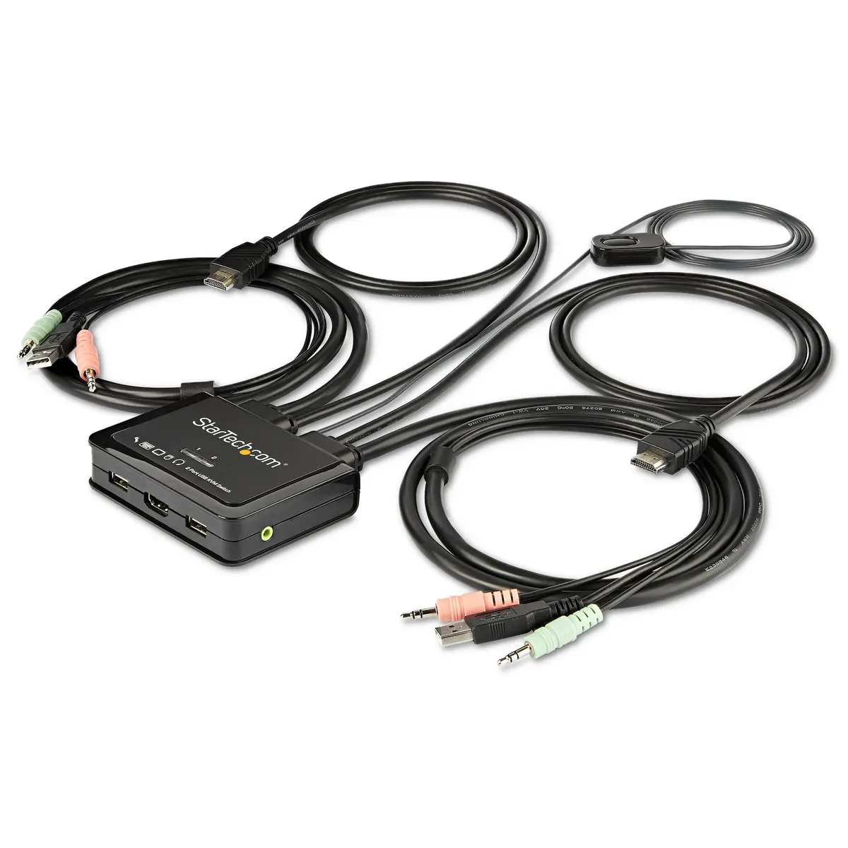 StarTech.com 2 Port HDMI KVM Switch w/ built-in cables - Dual Uhd Desktop KVM with Audio - Bu – SV211HDUA4K